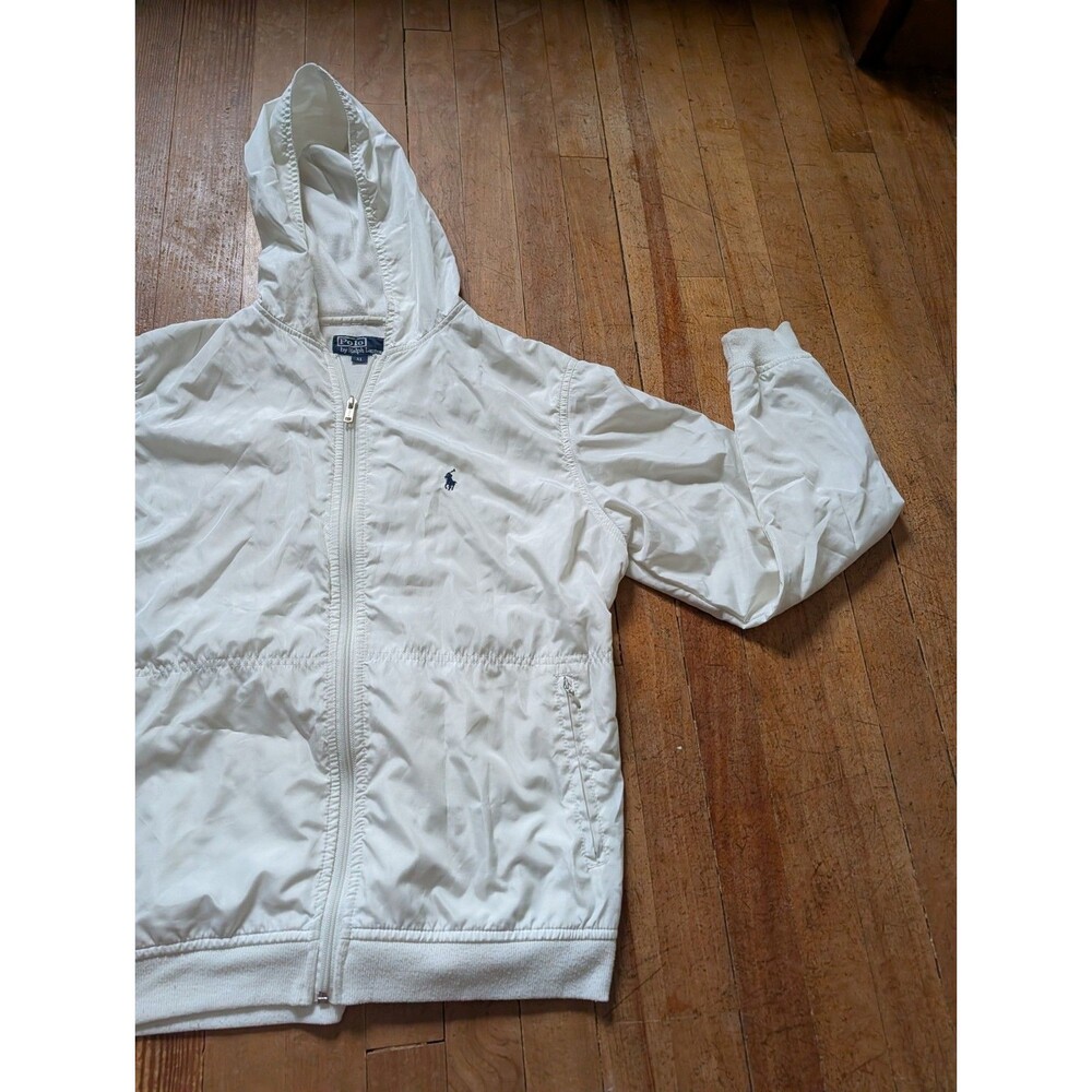 Polo Ralph Lauren White Hooded Jacket Womens Twill Full Zip Lightweight XL